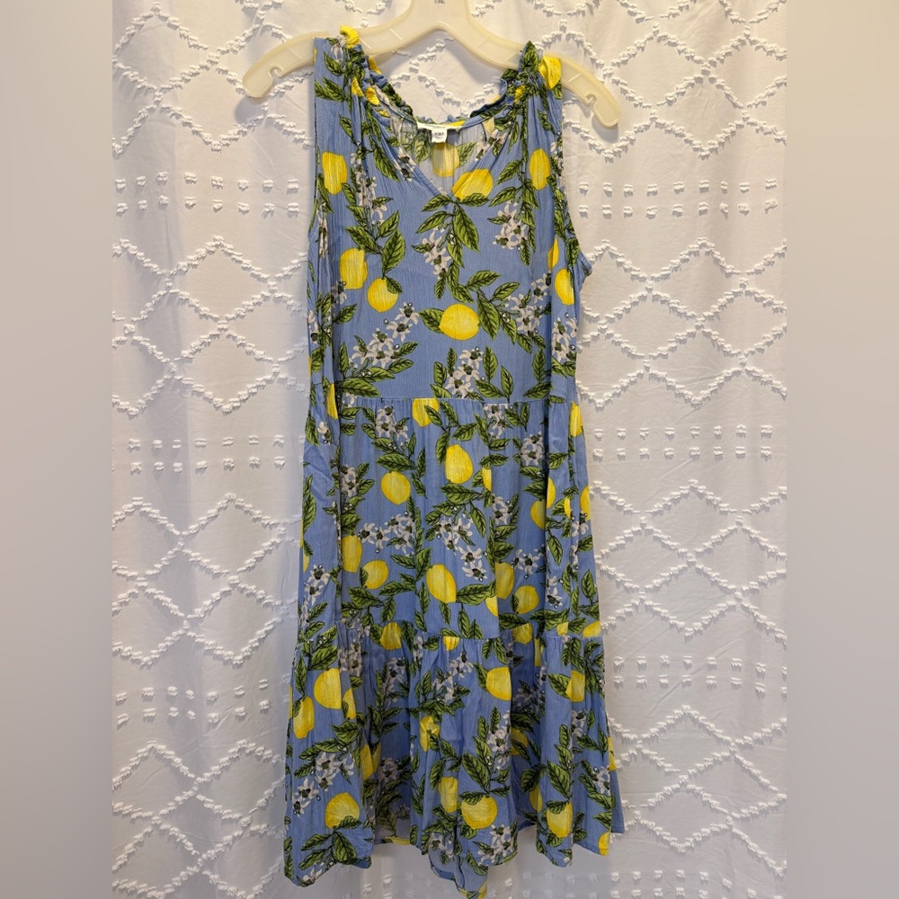 Beach Lunch Lounge lemon drop tiered ruffle dress women small - Picture 2 of 8